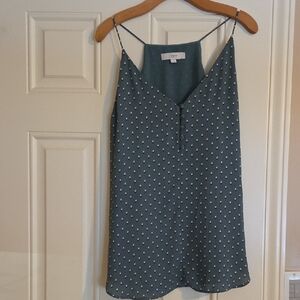 LOFT Teal Sleeveless Top with Flowers